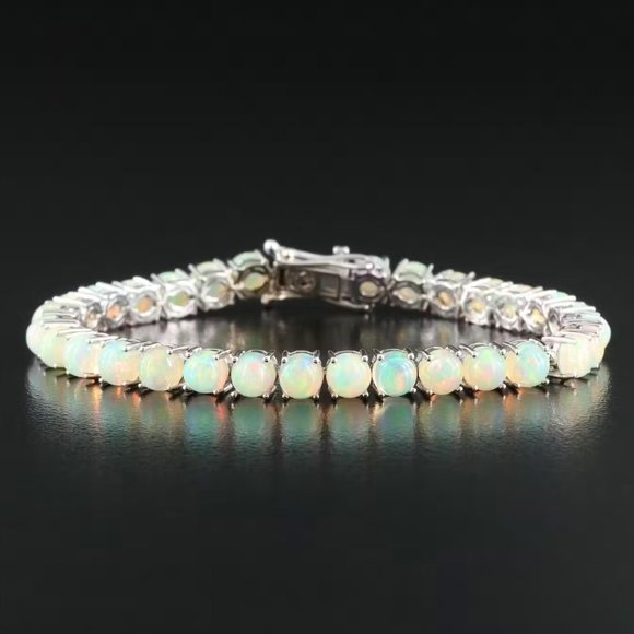 $9500 / Designer Chromia Natural 14.18 TCW Opal 18K Gold Fancy Bracelet / 15.2 g - Picture 1 of 8